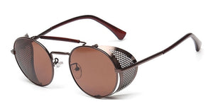 TrendyMate Retro Steampunk Sunglasses Round Designer Steam Punk Metal Shields Sunglasses Men Women UV400 Gafas de Sol 086M