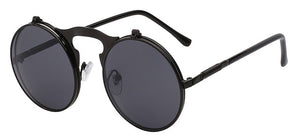 XIU Flip Up Steampunk Sunglasses Men Round Vintage Mens Sunglass Brand Designer Fashion Glasses UV400