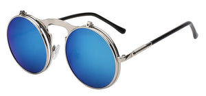 XIU Flip Up Steampunk Sunglasses Men Round Vintage Mens Sunglass Brand Designer Fashion Glasses UV400
