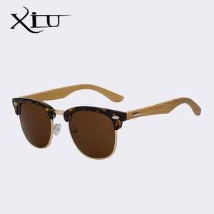 XIU Half Metal Bamboo Sunglasses Men Women Brand Designer Glasses Mirror Sun Glasses Fashion Gafas Oculos De Sol UV400
