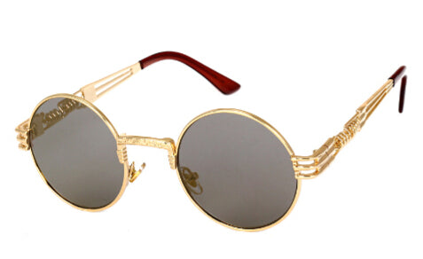 Peekaboo vintage retro gothic steampunk mirror sunglasses gold and black sun glasses vintage round circle men UV gafas de sol