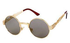 Peekaboo vintage retro gothic steampunk mirror sunglasses gold and black sun glasses vintage round circle men UV gafas de sol