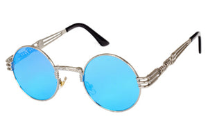 Peekaboo vintage retro gothic steampunk mirror sunglasses gold and black sun glasses vintage round circle men UV gafas de sol