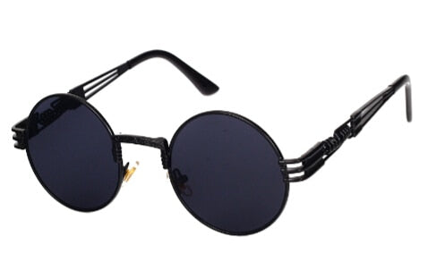 Peekaboo vintage retro gothic steampunk mirror sunglasses gold and black sun glasses vintage round circle men UV gafas de sol
