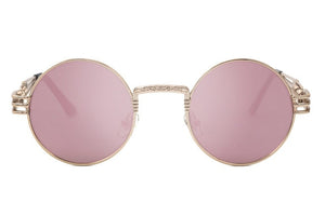 Peekaboo vintage retro gothic steampunk mirror sunglasses gold and black sun glasses vintage round circle men UV gafas de sol