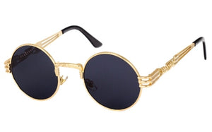Peekaboo vintage retro gothic steampunk mirror sunglasses gold and black sun glasses vintage round circle men UV gafas de sol
