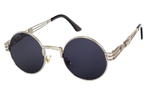 Peekaboo vintage retro gothic steampunk mirror sunglasses gold and black sun glasses vintage round circle men UV gafas de sol