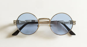 Peekaboo vintage retro gothic steampunk mirror sunglasses gold and black sun glasses vintage round circle men UV gafas de sol