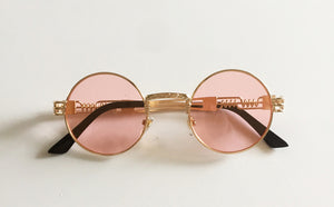 Peekaboo vintage retro gothic steampunk mirror sunglasses gold and black sun glasses vintage round circle men UV gafas de sol