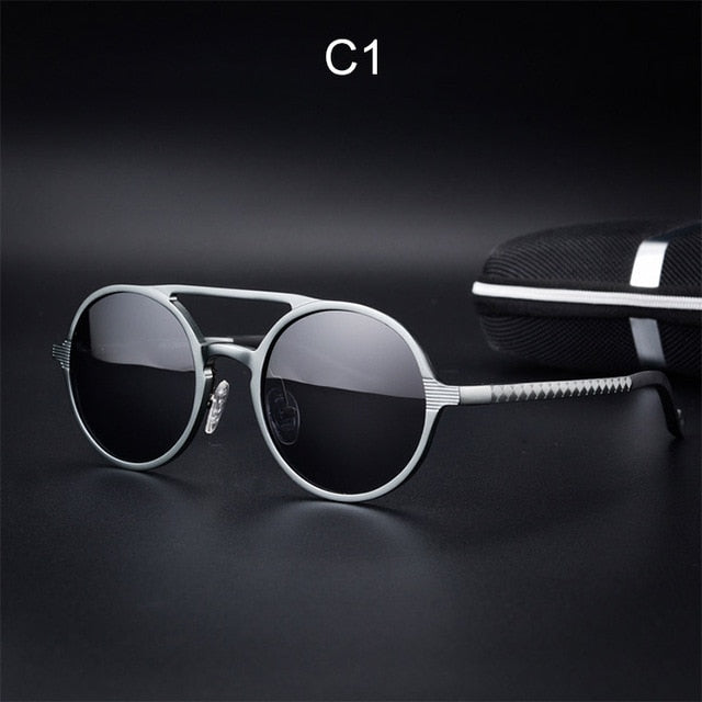 2017 New Women Retro Round Aluminum magnesium Frame Sunglasses Brand Designer Men Round Sunglasses Polarizes oculos de sol