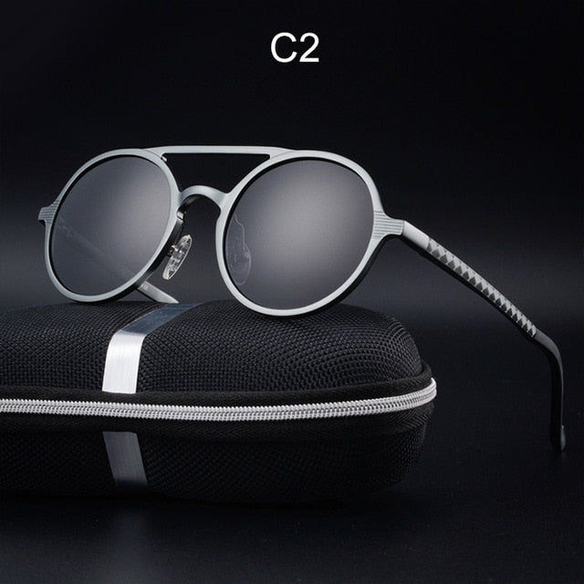 2017 New Women Retro Round Aluminum magnesium Frame Sunglasses Brand Designer Men Round Sunglasses Polarizes oculos de sol