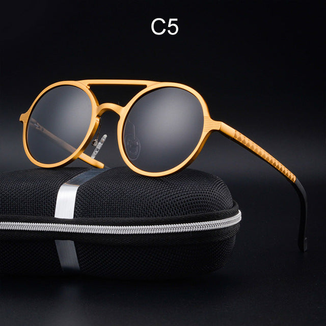 2017 New Women Retro Round Aluminum magnesium Frame Sunglasses Brand Designer Men Round Sunglasses Polarizes oculos de sol