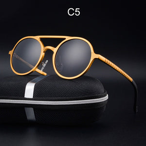 2017 New Women Retro Round Aluminum magnesium Frame Sunglasses Brand Designer Men Round Sunglasses Polarizes oculos de sol