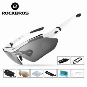 ROCKBROS Polarized Sports Men Sunglasses Road Cycling Glasses Mountain Bike Bicycle Riding Protection Goggles Eyewear 5 Lens