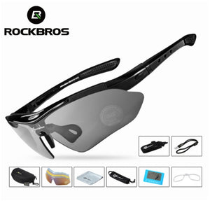 ROCKBROS Polarized Sports Men Sunglasses Road Cycling Glasses Mountain Bike Bicycle Riding Protection Goggles Eyewear 5 Lens