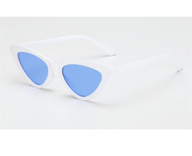 2018 small cateye triangle cute sexy retro cateye sunglasses women small black white vintage cheap sun glasses oculos de sol