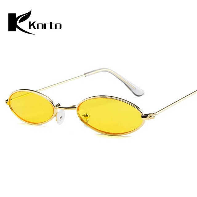 90s Oval Sunglasses Small Round For Women 2018 Rihanna Fashion Tinted Red Men Glasses Ladies Vintage Eyeglasses Yellow Eyewear