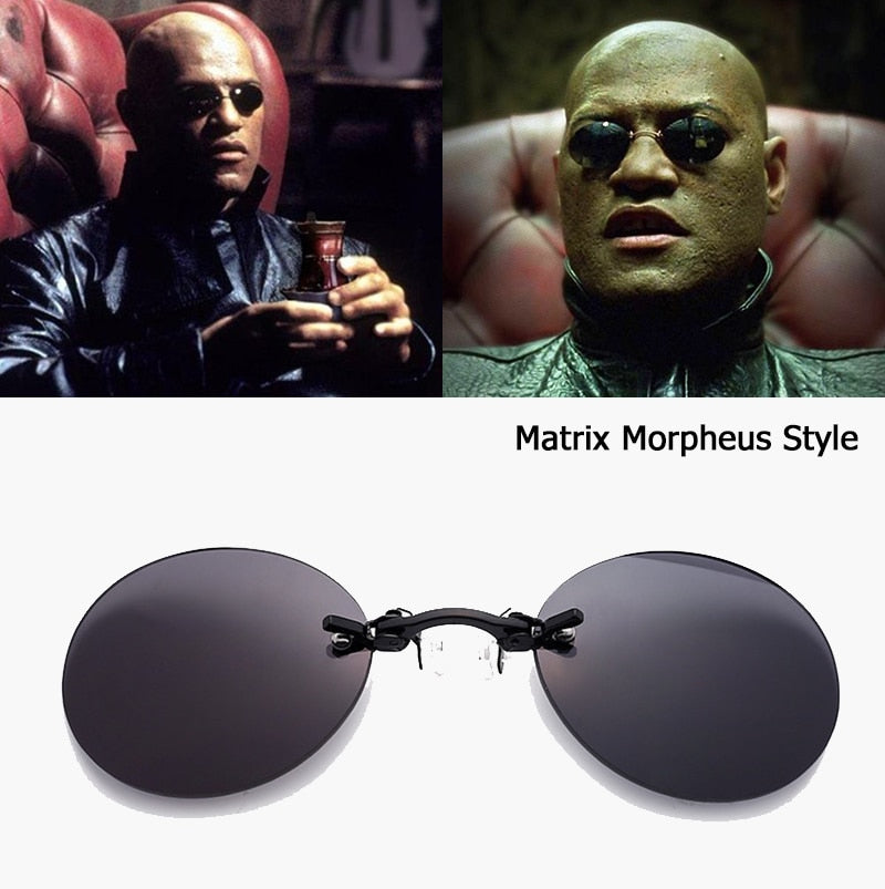 JackJad Fashion The Matrix Morpheus Style Round Rimsless Sunglasses Men Brand Design Clamp Nose Sun Glasses Oculos De Sol AB704