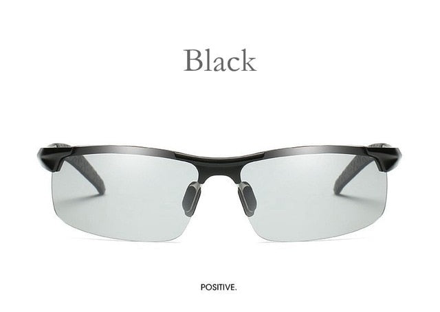 Photochromic Polarized Semi-Rimless Sunglasses Driver Rider Sports Goggle Chameleon Change color Glasses Men Women 8177