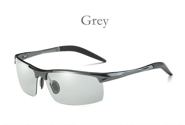 Photochromic Polarized Semi-Rimless Sunglasses Driver Rider Sports Goggle Chameleon Change color Glasses Men Women 8177