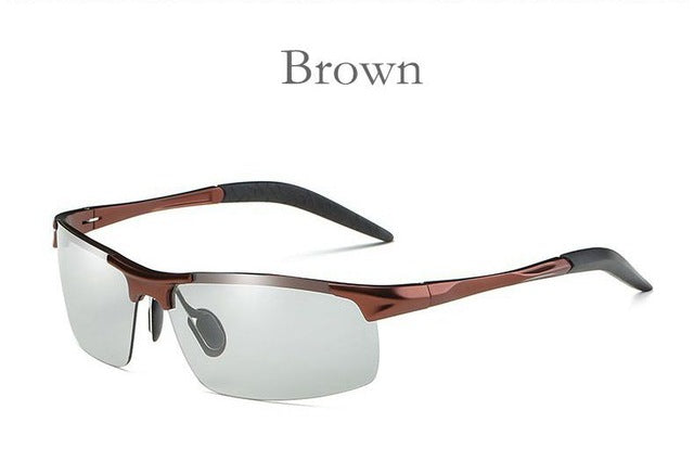 Photochromic Polarized Semi-Rimless Sunglasses Driver Rider Sports Goggle Chameleon Change color Glasses Men Women 8177