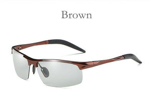 Photochromic Polarized Semi-Rimless Sunglasses Driver Rider Sports Goggle Chameleon Change color Glasses Men Women 8177