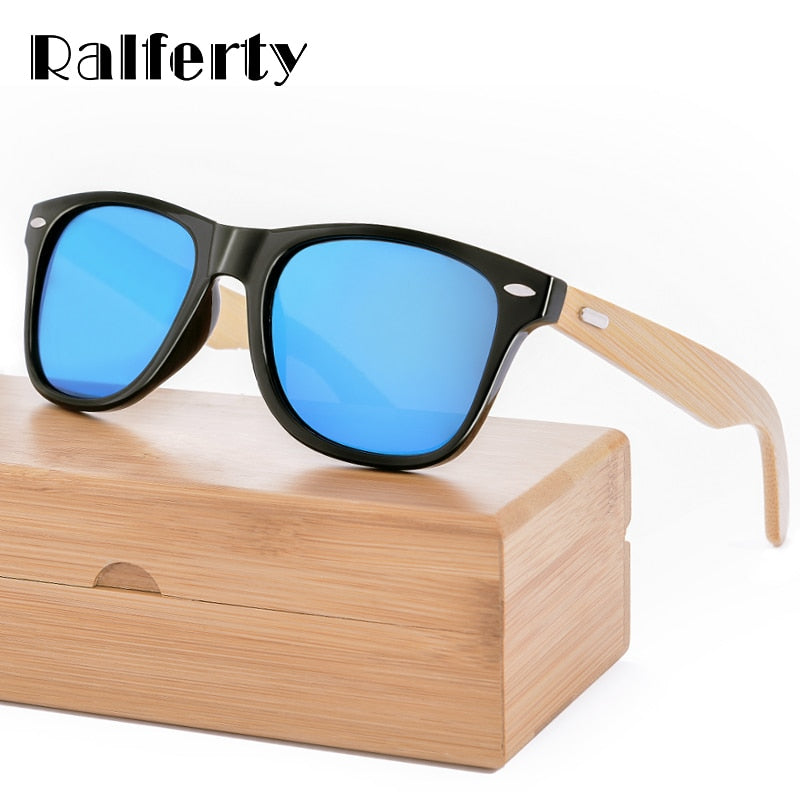 Ralferty Retro Wood Sunglasses Men Bamboo Sunglass Women Brand Sport Goggle Mirror Sun Glasses Shades lunette oculo Black Friday