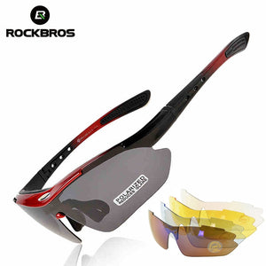 ROCKBROS Polarized Sports Men Sunglasses Road Cycling Glasses Mountain Bike Bicycle Riding Protection Goggles Eyewear 5 Lens
