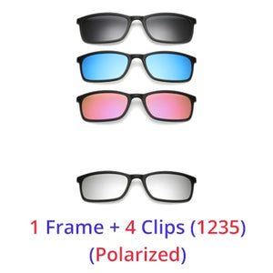 Ralferty Polarized Sunglasses Men Women 5 In 1 Magnetic Clip On Glasses TR90 Optical Prescription Eyewear Frames Eyeglass 8803