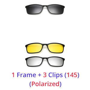 Ralferty Polarized Sunglasses Men Women 5 In 1 Magnetic Clip On Glasses TR90 Optical Prescription Eyewear Frames Eyeglass 8803