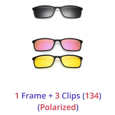 Ralferty Polarized Sunglasses Men Women 5 In 1 Magnetic Clip On Glasses TR90 Optical Prescription Eyewear Frames Eyeglass 8803