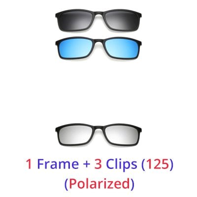 Ralferty Polarized Sunglasses Men Women 5 In 1 Magnetic Clip On Glasses TR90 Optical Prescription Eyewear Frames Eyeglass 8803