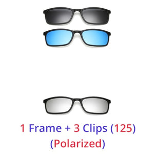 Ralferty Polarized Sunglasses Men Women 5 In 1 Magnetic Clip On Glasses TR90 Optical Prescription Eyewear Frames Eyeglass 8803
