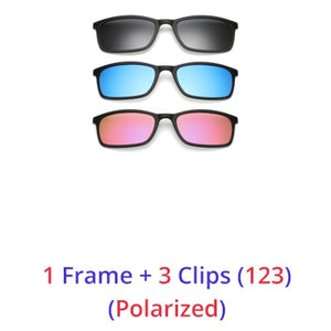 Ralferty Polarized Sunglasses Men Women 5 In 1 Magnetic Clip On Glasses TR90 Optical Prescription Eyewear Frames Eyeglass 8803