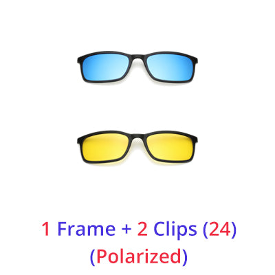 Ralferty Polarized Sunglasses Men Women 5 In 1 Magnetic Clip On Glasses TR90 Optical Prescription Eyewear Frames Eyeglass 8803