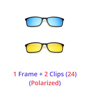 Ralferty Polarized Sunglasses Men Women 5 In 1 Magnetic Clip On Glasses TR90 Optical Prescription Eyewear Frames Eyeglass 8803