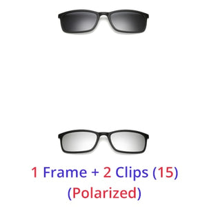 Ralferty Polarized Sunglasses Men Women 5 In 1 Magnetic Clip On Glasses TR90 Optical Prescription Eyewear Frames Eyeglass 8803