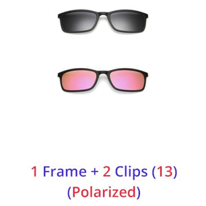 Ralferty Polarized Sunglasses Men Women 5 In 1 Magnetic Clip On Glasses TR90 Optical Prescription Eyewear Frames Eyeglass 8803
