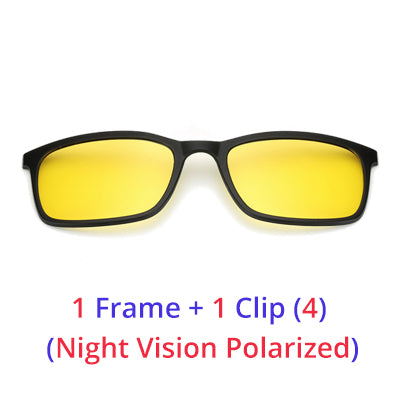 Ralferty Polarized Sunglasses Men Women 5 In 1 Magnetic Clip On Glasses TR90 Optical Prescription Eyewear Frames Eyeglass 8803