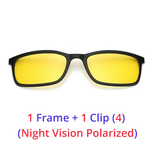 Ralferty Polarized Sunglasses Men Women 5 In 1 Magnetic Clip On Glasses TR90 Optical Prescription Eyewear Frames Eyeglass 8803