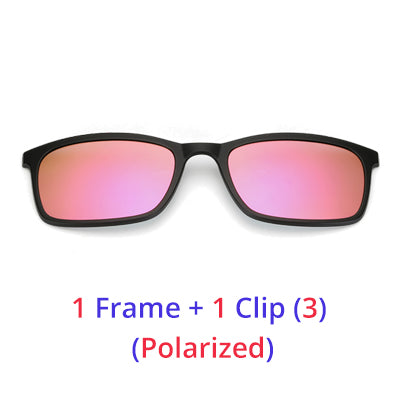 Ralferty Polarized Sunglasses Men Women 5 In 1 Magnetic Clip On Glasses TR90 Optical Prescription Eyewear Frames Eyeglass 8803