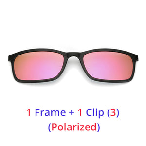 Ralferty Polarized Sunglasses Men Women 5 In 1 Magnetic Clip On Glasses TR90 Optical Prescription Eyewear Frames Eyeglass 8803