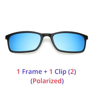 Ralferty Polarized Sunglasses Men Women 5 In 1 Magnetic Clip On Glasses TR90 Optical Prescription Eyewear Frames Eyeglass 8803