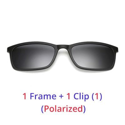 Ralferty Polarized Sunglasses Men Women 5 In 1 Magnetic Clip On Glasses TR90 Optical Prescription Eyewear Frames Eyeglass 8803
